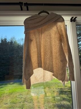 ruby moon Cream Off-Shoulder Cowl Neck Sweater